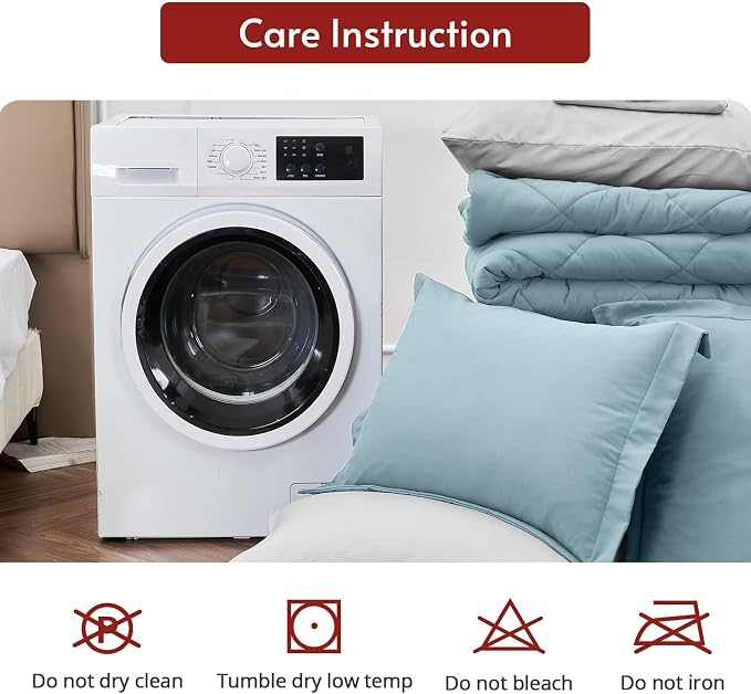 MUXHOMO 7 Pieces Queen Comforter Set, Reversible Bed in a Bag Queen Size - Image 9