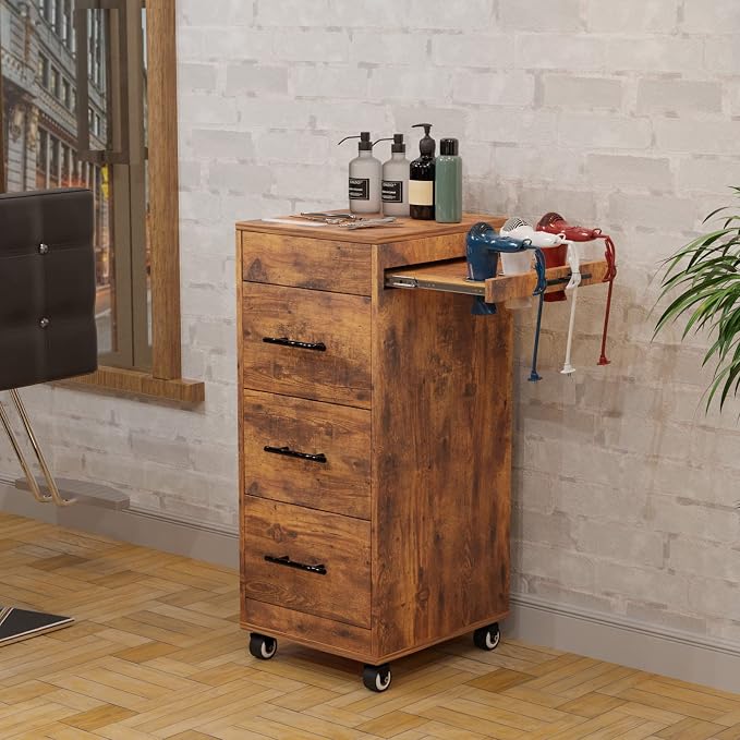 Salon Trolley Cart with Wheels, 3-Drawer Rolling Hair Styling Station, Mobile - Image 6