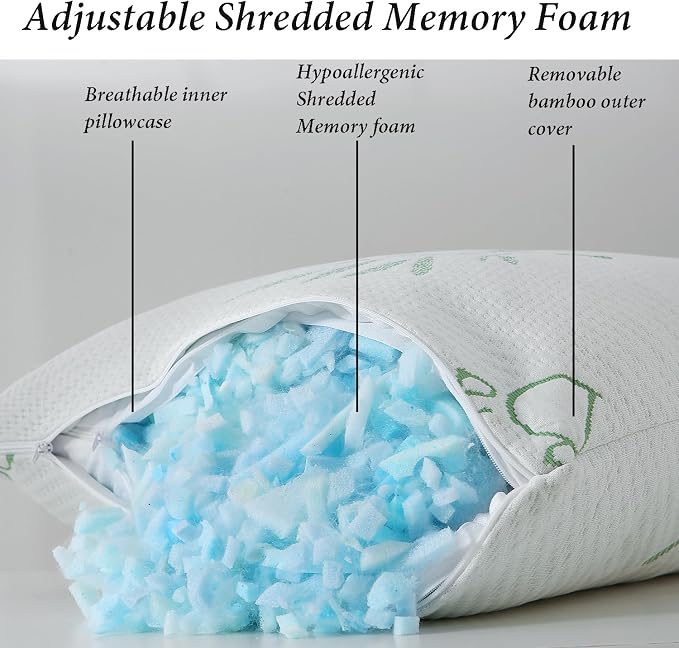 HOXXME King Size Memory Foam Pillows Set of 2, Bed Pillow - Image 2
