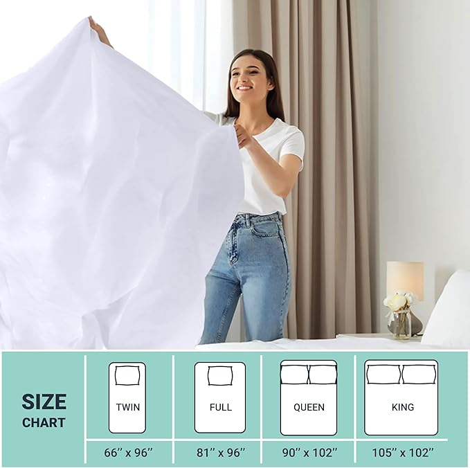 ZPECC Full Flat Sheet Only 4 Pack, Durable White Top Bed Sheets Hypoallergenic - Image 5