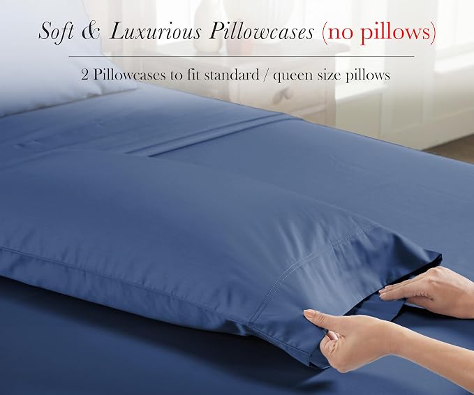 California Design Den Pillow Cases Queen Size Set of 2-100% Egyptian Cotton - Image 4