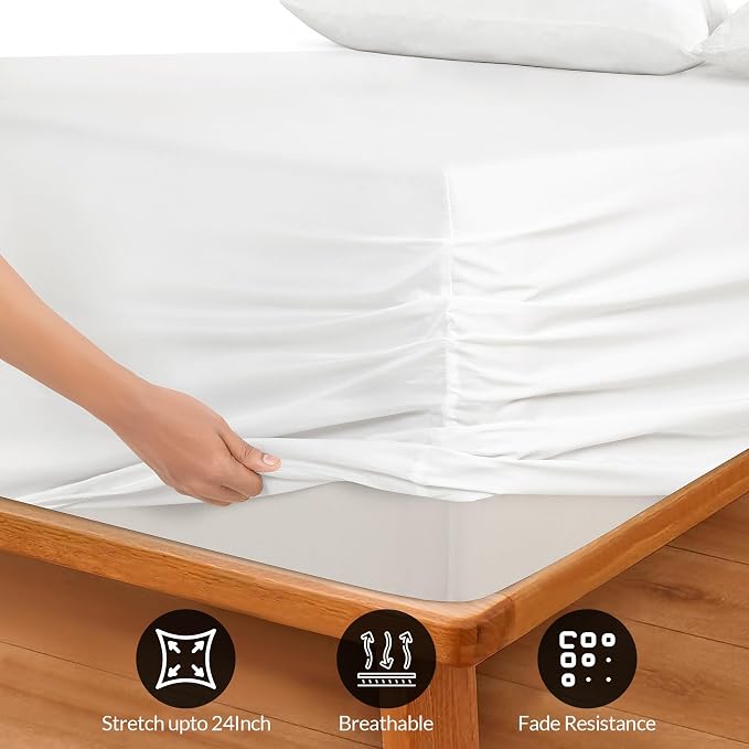 Royale Linens Extra Deep Pocket Twin Fitted Sheet Only - Image 3