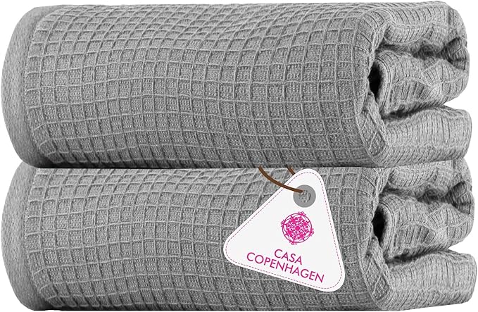 CASA COPENHAGEN Waffle 2Pcs 100% Egyptian Cotton Large Designer Bathsheet by CASACOPENHAGEN