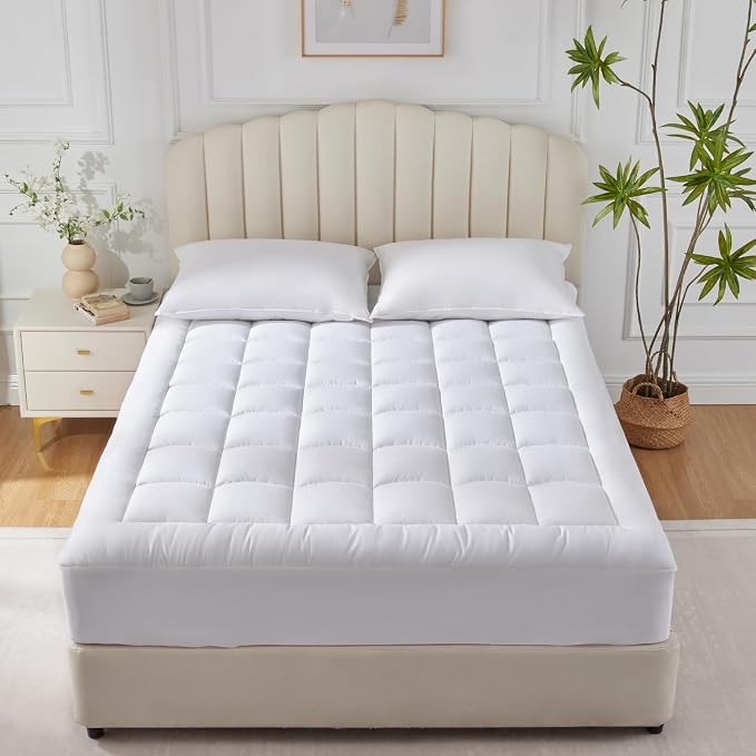 CozyLux Twin Size Mattress Pad Pillow Top Cotton Cooling Mattress Topper 8-21" - Image 7