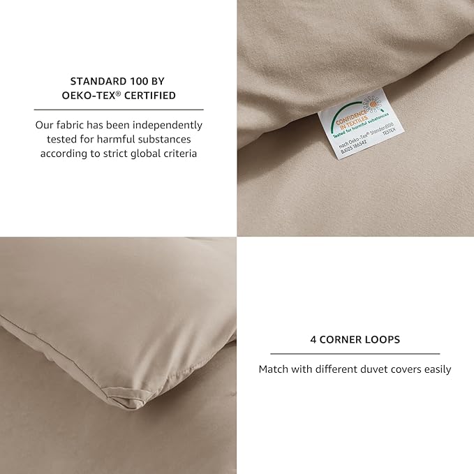 CozyLux King Size Comforter Set Khaki, 3 Pieces Solid Comforters King Size - Image 4