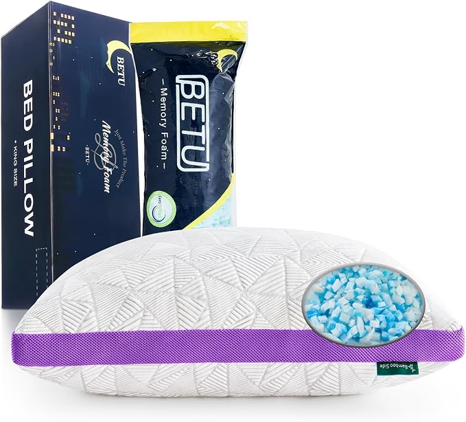 BETU Cooling Standard Pillow, Shredded Memory Foam Cool Pillow - Image 7