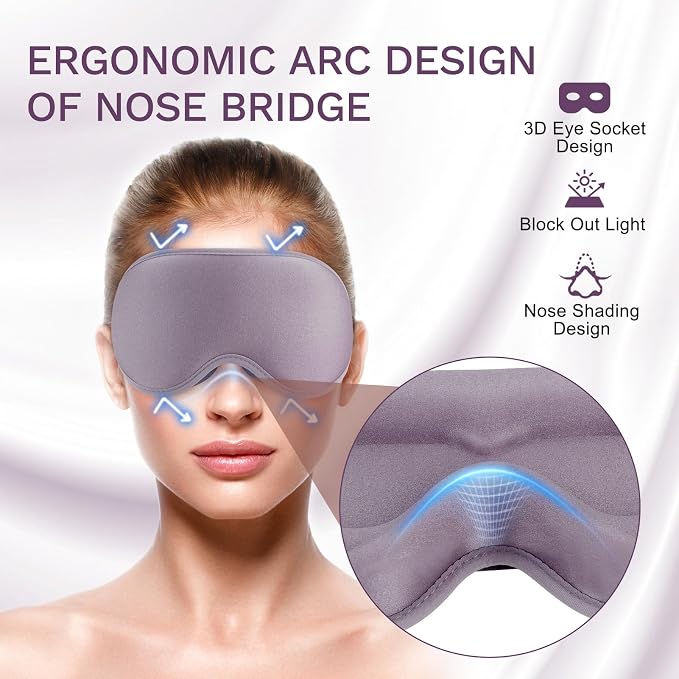 99% Fully Block Out Light Eye Sleep Mask, 3D Deep Contoured Eyes Cover Zero - Image 4