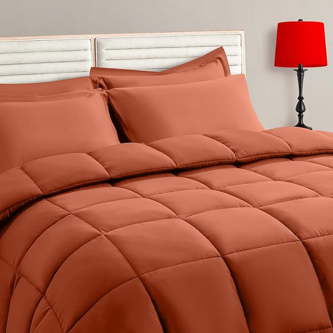 TAIMIT Burnt Orange Twin Size Comforter Set by TAIMITBedingSets