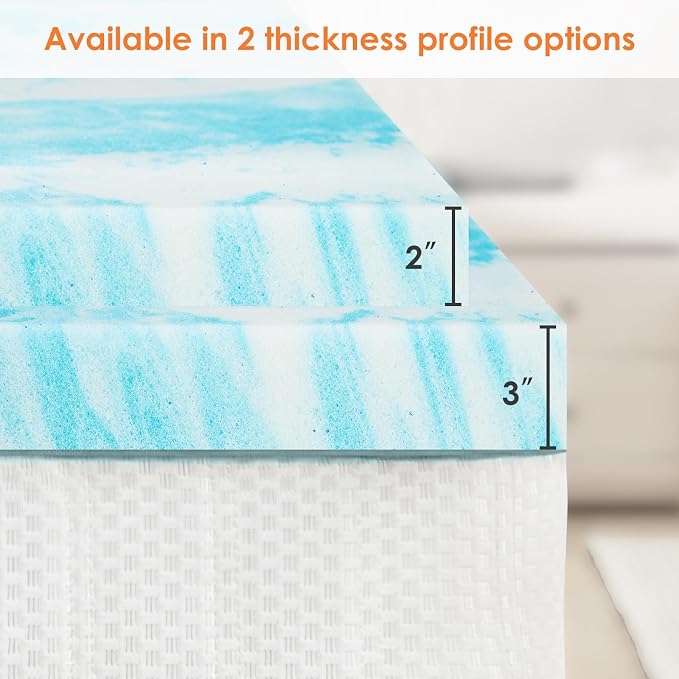 Sweetcrispy Mattress Topper King, 2 Inch Thick Memory Foam Gel Infused Cooling - Image 2