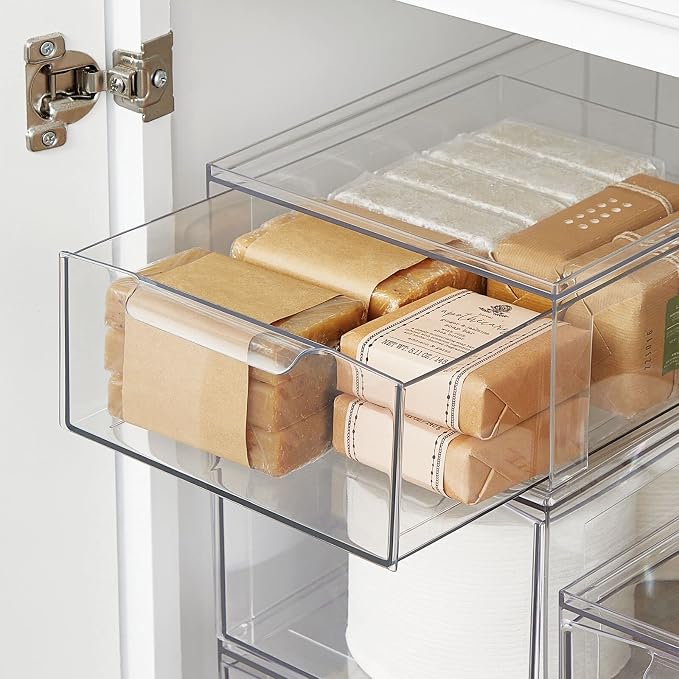 mDesign Plastic Stackable Bathroom Storage Organizer Bin - Image 6