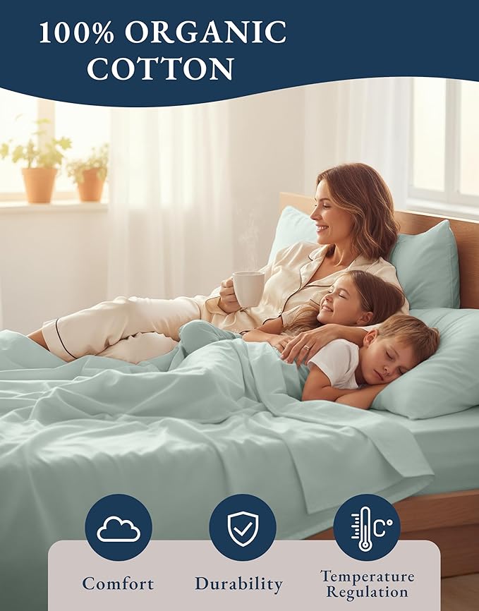 LANE LINEN 100% Organic Cotton Sheets King Size, Eco Friendly Naturally - Image 6