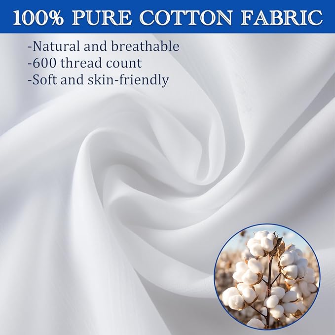 Precoco Pillow Cases King Size-100% Cotton Pillowcase Covers - Image 4