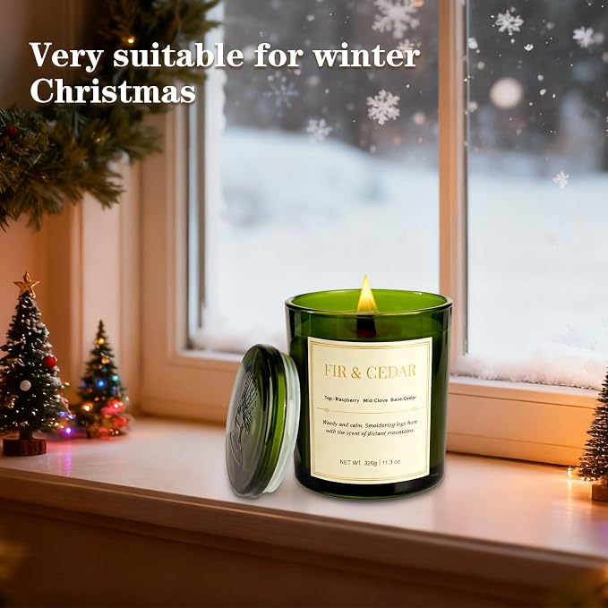 2 Pack Wood Wick Scented Candle Gift Set –Balsam Fir & Cedarwood Natural Soy - Image 5