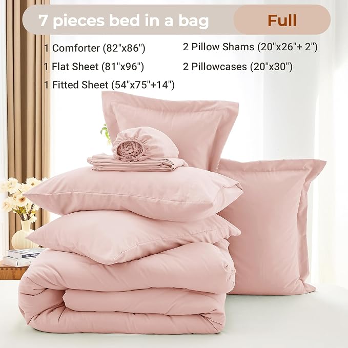 MUXHOMO 7 Pieces Full Comforter Set, Soft Bed in a Bag Full Size, All Season - Image 4
