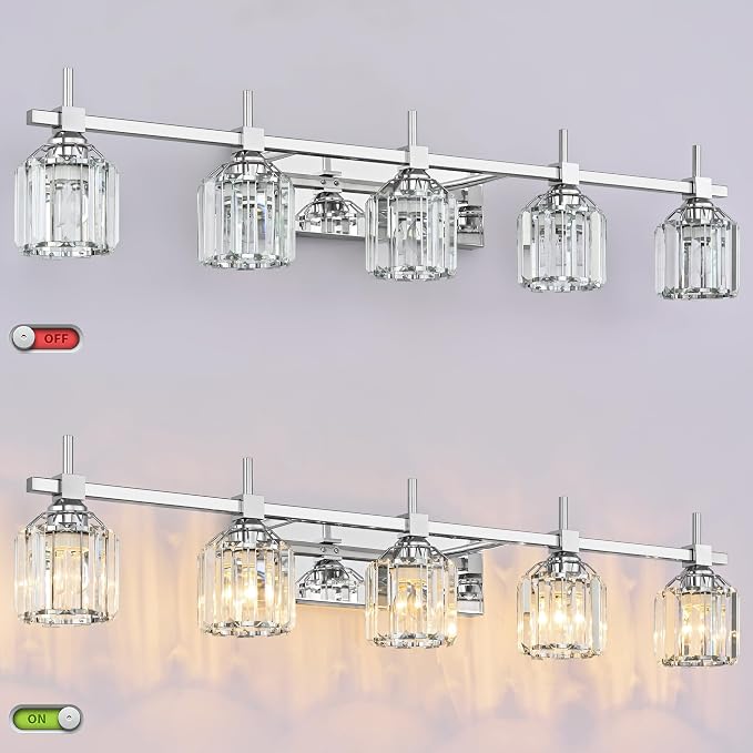 SOLFART Crystal 4 Lights Bathroom Lights Over Mirror Bathroom Lighting Fixtures - Image 5