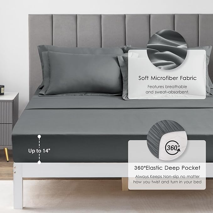 Love's cabin Oversized Queen Comforter Set Dark Grey, 7 Pieces Bed in a Bag - Image 5