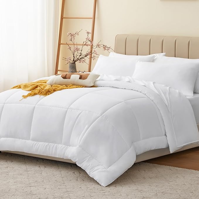 CozyLux Queen Comforter Set White, 7 Pieces Bed in a Bag, All Season Bedding - Image 7