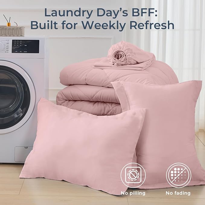 HEVUMYI Dusty Pink Twin Comforter Set - Image 7