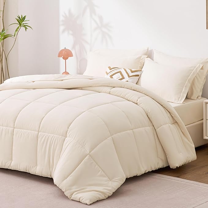 Love's cabin Full Comforter Set Beige, 7 Pieces Full Bed in a Bag, All Season - Image 2