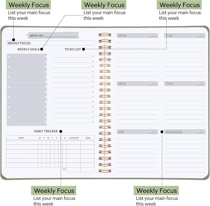 Undated Weekly Planner, A5 Weekly To Do List Notebook - Image 2