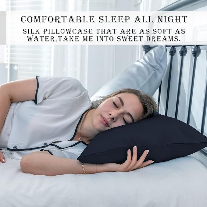 Silk Pillow Cases 2 Pack, Soft Breathable and Sliky Standard Size Pillow Cases - Image 6
