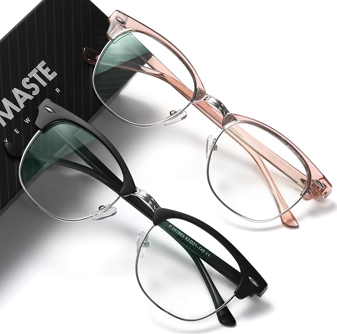 Blue Light Blocking Glasses Vintage Half Frame UV Clear Lens Anti Eyestrain by AOMASTE