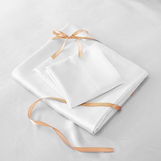 BEDELITE King Size Sheets Set, Luxury Soft White Satin Sheets - Image 7