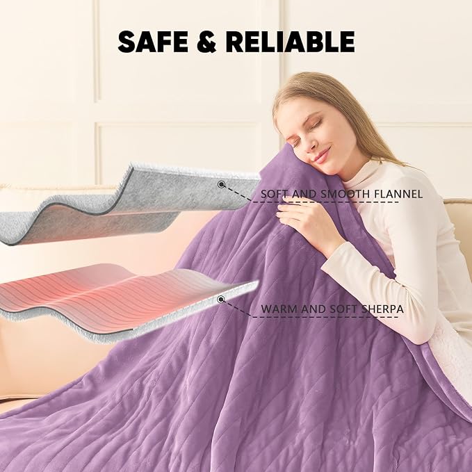 greenoak Heated Blanket Electric Queen Size 84"X90" Dual Control, Heating - Image 6
