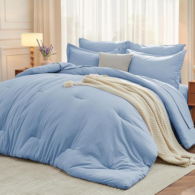 MUXHOMO 7 Pieces Full Comforter Set, Soft Bed in a Bag Full Size, All Season by MUXHOMO
