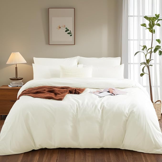 NEXHOME PRO Queen Duvet Cover Set, 100% Washed Cotton - Image 2