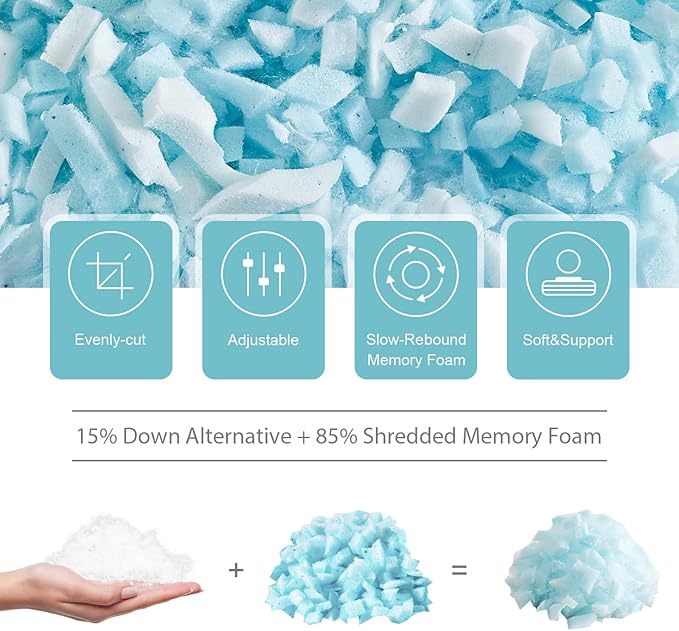Meoflaw Cooling King Size Bed Pillows, Shredded Memory Foam Support - Image 2