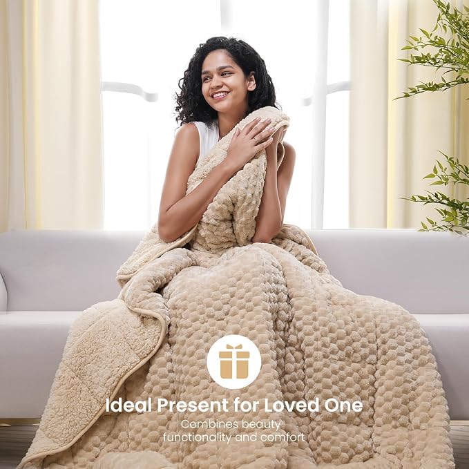 Drewin Weighted Blanket for Adults Queen Size 15lbs, Soft Fuzzy Turtleback - Image 7