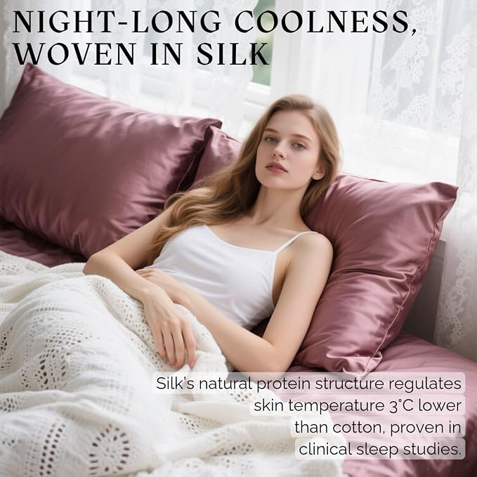 Ravmix Silk Pillow Cases with Zipper, 21momme Mulberry Silk Pillowcase - Image 4