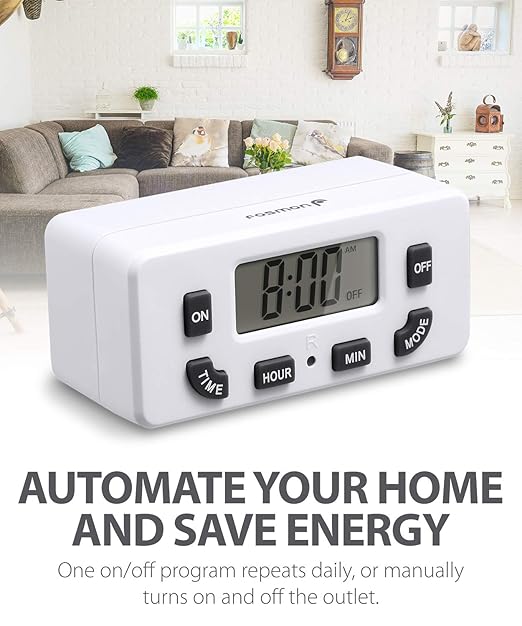 Fosmon 24 Hour Programmable Digital Timer Outlet, ON/Off Program, LCD Display - Image 3