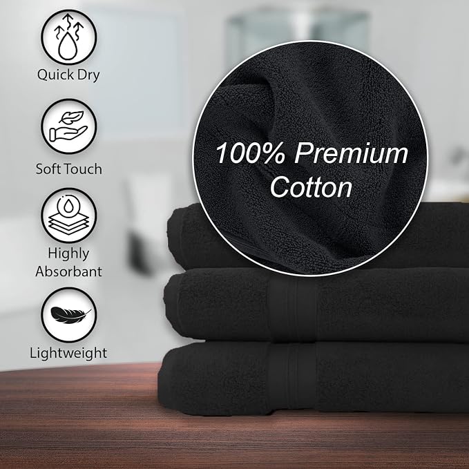 KAHAF COLLECTION 100% Cotton Bath Towels, 24x48 Pack of 6 Towels, Quick Dry - Image 7