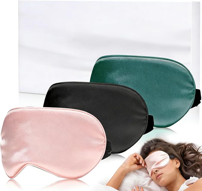 Eye Mask for Sleeping, 3 Pack Silk Sleep Masks for Women Men-Blindfold for by L%C3%93VFEIFAN