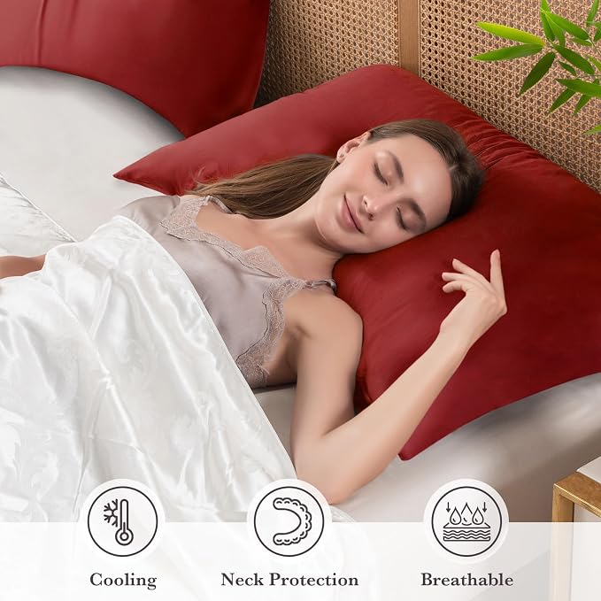 Curved Pillow Case Queen Size, Side Sleeper Pillow Cases Cover Cooling Rayon - Image 3