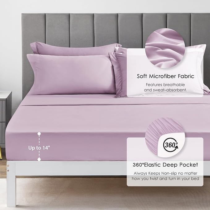 Love's cabin Queen Comforter Set Light Purple, 7 Pieces Queen Bed in a Bag - Image 4