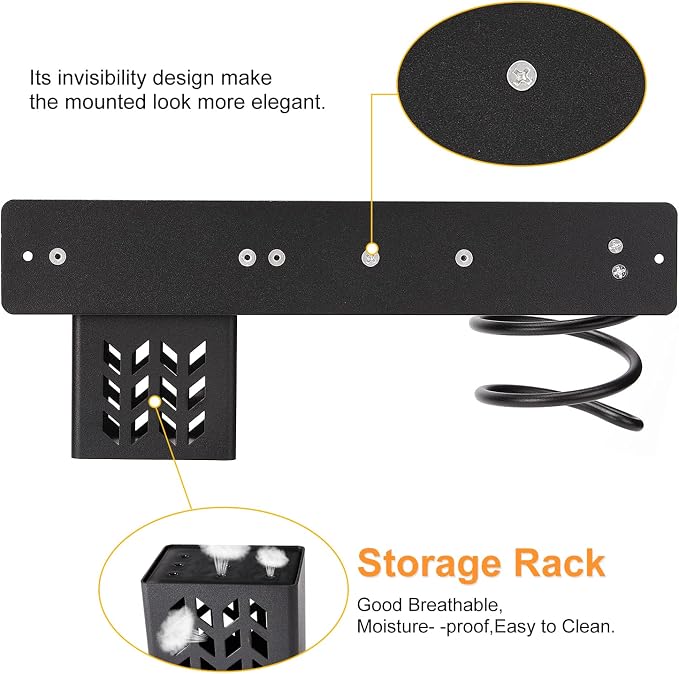YUET Hair Dryer Holder Hairdryer Station Wall Mounted Shelf Bracket - Image 3