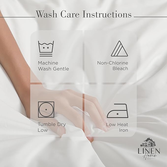 Linen Home 100% Cotton Percale Sheets King Size, Deep Pocket, 4 Pieces Set - Image 5