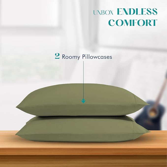 XOOX Linen 100% Egyptian Cotton King Pillow Cases Set of 2 - Image 3