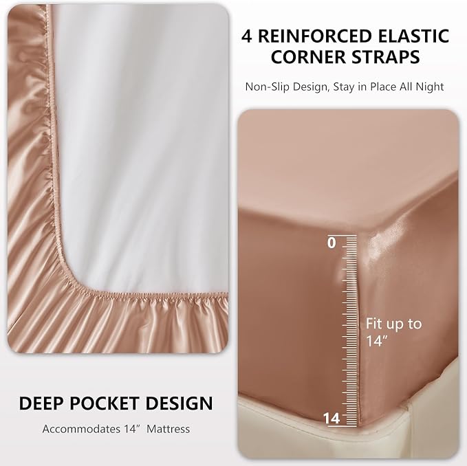 CozyLux Satin Sheets King Size Sheet Set - Image 4