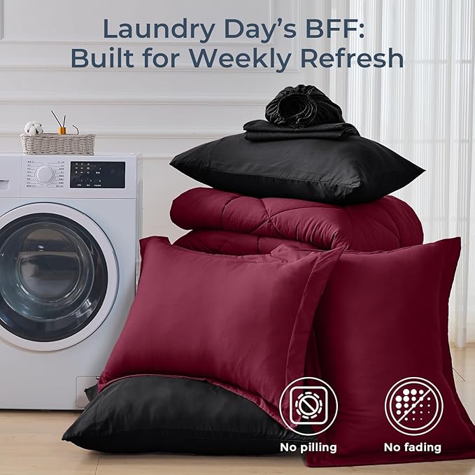 HEVUMYI Red & Black Queen Comforter Set - Image 7