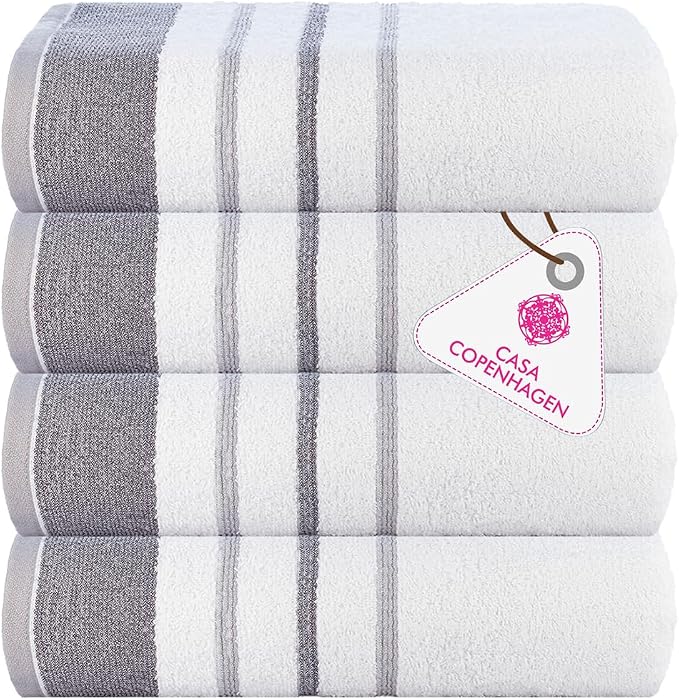 CASA COPENHAGEN White Bay 4Pcs 100% Egyptian Cotton Designer Hand Towels Gift by CASACOPENHAGEN