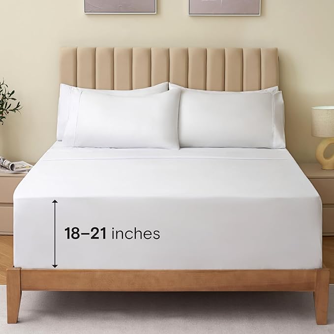 LuxClub 4 PC Full Size Sheet Set Bed Sheets Deep Pockets 18" Wrinkle Free by LuxClub