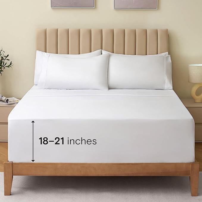 LuxClub 4 PC Queen Sheet Set, Bed Sheets Queen Size, Deep Pockets 18" Wrinkle by LuxClub