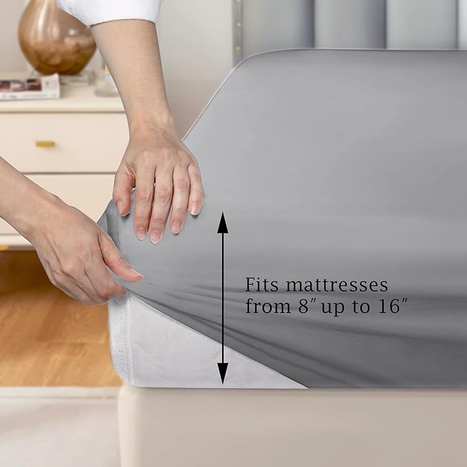 FreshCulture Pure Cotton Fitted Sheets King Size, 300 Thread Count Percale - Image 3