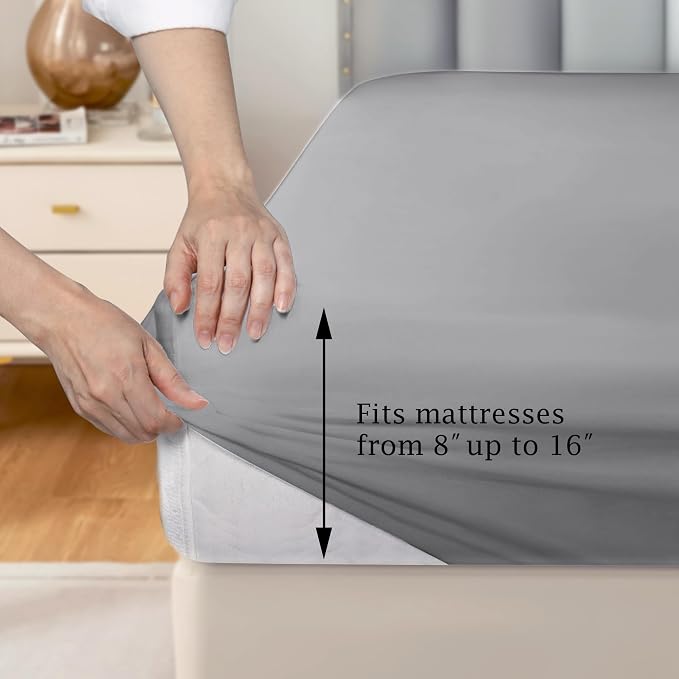 FreshCulture Pure Cotton Fitted Sheets California King Size, 300 Thread Count - Image 3