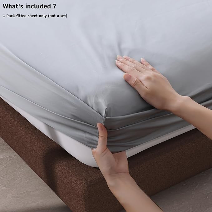 100% Egyptian Cotton Fitted Sheet Twin XL/Split King Size, 600 Thread Count - Image 5