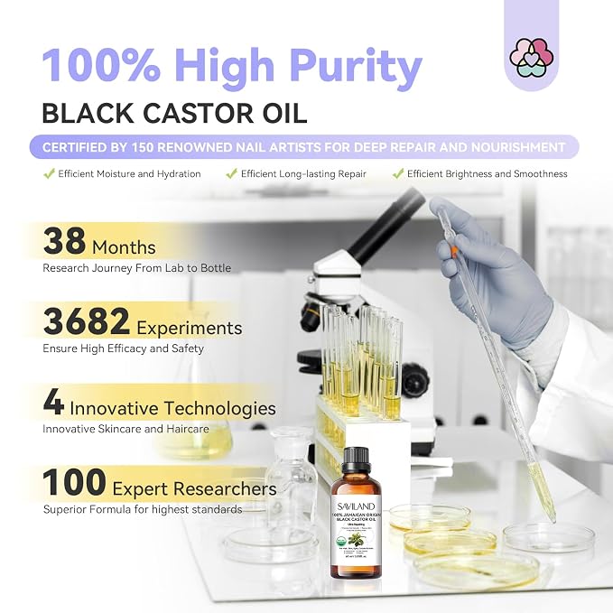 SAVILAND Jamaican Black Castor Oil Organic Cold Pressed Unrefined: 100% Pure - Image 7